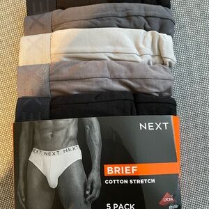 NEXT Men's Briefs 5 Pack - Black, Gray, White - NEW with tags